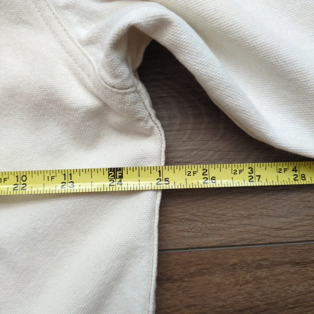 Vtg 90s Ruff Hewn Barn Chore Jacket White Canvas Corduroy Collar Workwear Large